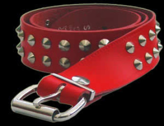  - Red Leather 2 Row Conical Stud